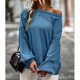thumbnail image 2 of Mujeres crewneck sudadera moda casual suelta linterna manga patchwork mujeres pullover tops para Otoño Invierno azul XL, 2 of 6