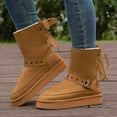 thumbnail image 2 of Rokment Platform Mid Calf Snow Boots for Women with Back Strappy Adjustable Fashion Fleece Lined Winter Warm Footbed Dress Short Booties in Cold Weather C Size 7, 2 of 9