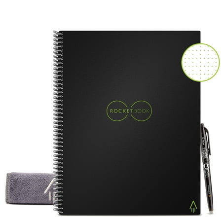 Rocketbook Core Smart Reusable Spiral Notebook, Black, 8.5u0022 x 11u0022, Dot-Grid