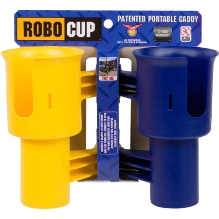 ROBOCUP Yellow & Navy Clamp-On Cup Holder for Boat Fishing Rod Holder Golf Cart & Wheelchair Accessory