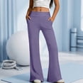 thumbnail image 5 of Siminsem High Waisted Flared Yoga Pants With Pockets for Women Butt Lifting Workout Leggings Petite Palazzo Pants Casual Summer Beach Travel Clothes Lounge Wide Leg, Purple, XL, 5 of 6