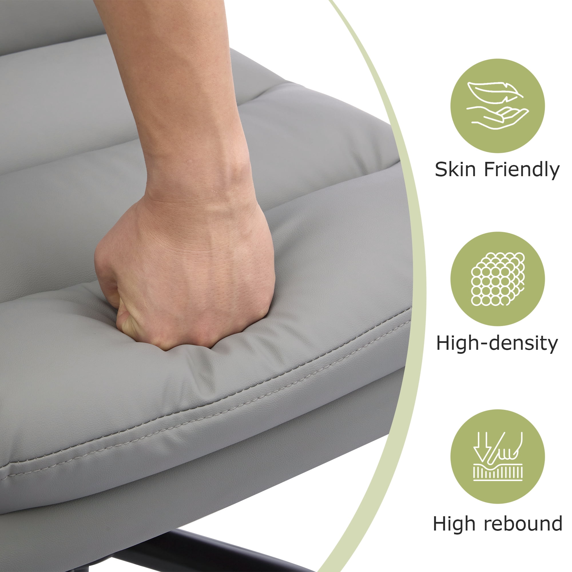 VECELO Ergonomic Office Chair, PU Leather Thick Padding Swivel Executive Computer Desk Chair With Upholstered Flip-Up Arms, Gray