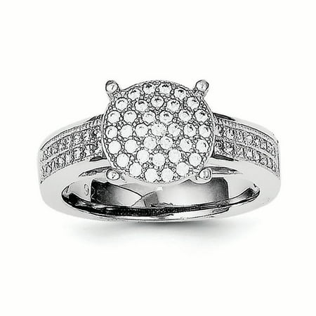 - .925 Sterling Silver 5 MM Micro Pave Center Circle Engagement Ring, Size 6