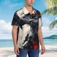 thumbnail image 3 of Sikiie Red Black Ink Style Bald Eagle Print Men's Hawaiian Shirt, Summer Beach Button Pocket Short Sleeve T-Shirt,Large, 3 of 7