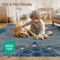 thumbnail image 4 of ODIKA 9'x12' Washable Area Rug Turtle Ocean Interlocking Wave Nautical Symmetrical Geometric for Great Room, Indoor Concept, Large Living Low Pile, Flatwoven, 4 of 7