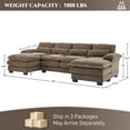 thumbnail image 6 of Wiilayok 114" U Shaped Sectional Sofa with Chaise Lounge and Ottoman,Chenille Modular Sectional Sofa Couch for Living Room,Brown, 6 of 7