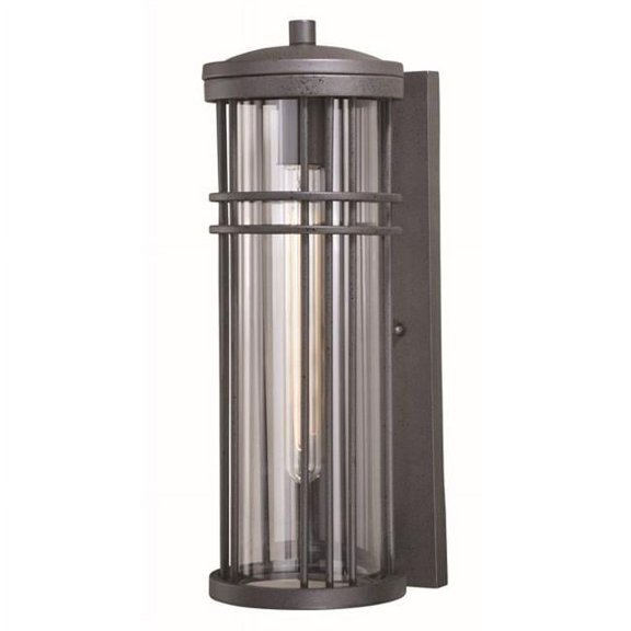 Vaxcel International T0307 60W 17 in. Wrightwood Outdoor Wall Light Vintage Black, Clear Glass