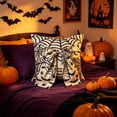 thumbnail image 5 of Diceymbol Halloween Throw Pillow Ivory Spiderweb Bat Bow Cushion for Couch Bed Gothic Home Decor 18 Inch, 5 of 8