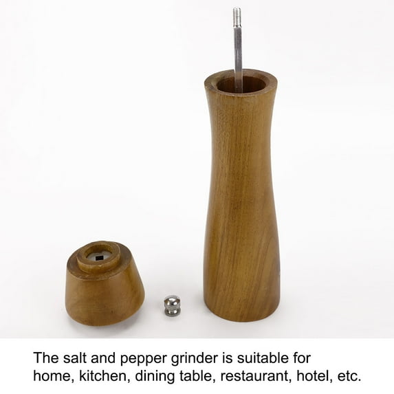 Uxcell 8.5" Adjustable Wooden Grinder Coarseness Salt Mills Shaker Brown