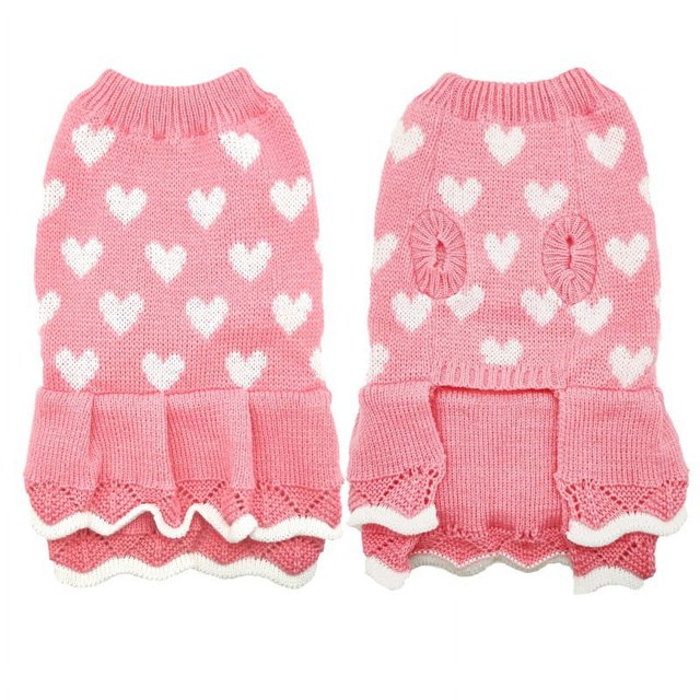 Suministros para mascotas Ropa para perros Suéter con forma de corazón para mascotas Suéter ajustado con cuello redondo para mascotas