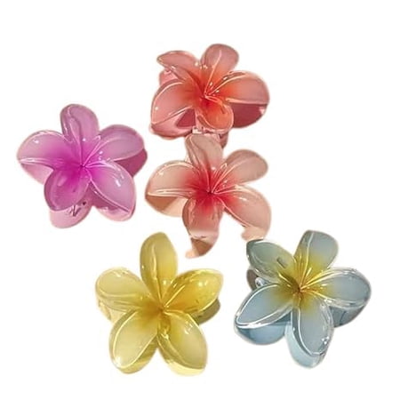 BishtHub Fashion Flower Shape Hair Clutcher Clips Floral Hair Claws Plastic Hair Accessories For Women & Girls- Pack Of 6 Pieces (Assorted Color)