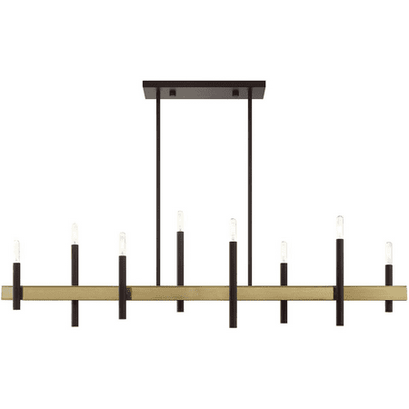 

Bronze with Antique Brass Accents Tone Finish Chandeliers Steel Candelabra 9 Wide 8 Light Fixture