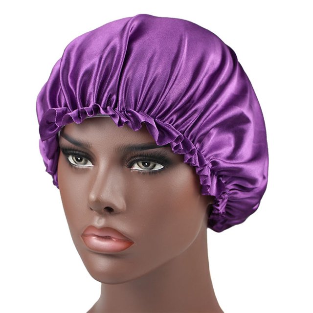 Gorro de dormir de satén suave KPLFUBK, gorro para el pelo, gorro reversible con banda elástica ancha.