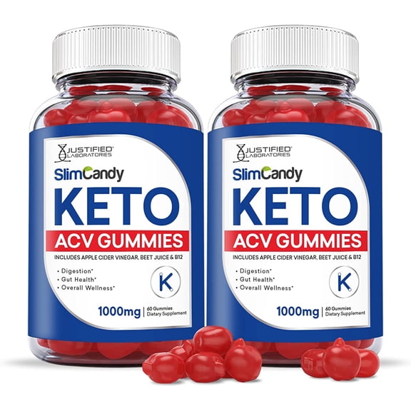 (2 Pack) Slim Candy Keto ACV Gummies 1000MG with Pomegranate Juice Beet Root B12 120 Gummys 120 Count (Pack of 1)