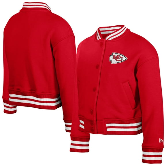 Youth New Era Red Kansas City Chiefs Chenille Applique Fleece Full-Snap Jacket