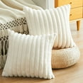 thumbnail image 2 of Juego de 2 Fundas de Cojines de Terciopelo de Felpa de Doble Cara Fundas de Almohada de Piel Artificial Suave Decorativas para sofá Dormitorio Sala de Estar Hogar 45x45 Blanco Crema, 2 of 5