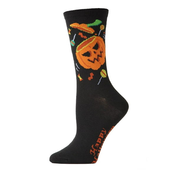 MeMoi Women's Pumpkin Treat Halloween Crew Socks - Mens - Male