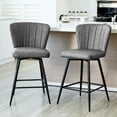 thumbnail image 3 of Kithkasa 25 inch Counter Stools,Full Back Leather,Black Finish,Set of 2,Grey, 3 of 7