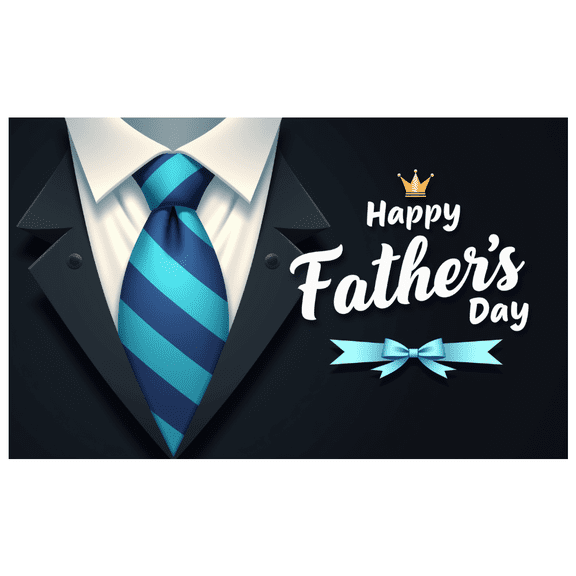 Elegant Design Happy Father's Day Banner Striped Tie Polyester Material Suit Decoration for Father's Day Celebration Event