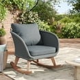 thumbnail image 2 of Outdoor Wicker Rocking Chair, Patio Rattan Rocker with 29.5" Extra Wide Seat, All-Weather Patio Wicker Chair with Wooden Legs and Cushions for Garden Backyard, Grey, 2 of 7