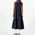 thumbnail image 4 of Sundresses For Women 2025, Linen Casual V Neck Sleeveless Maxi Tank Sundress Plus Size Loose Swing Beach Wedding Guest Dress Kaftan Maxi+Dresses Tshirt 2025 Sundresses Short (4XL, Dark Blue) ZMTing, 4 of 5