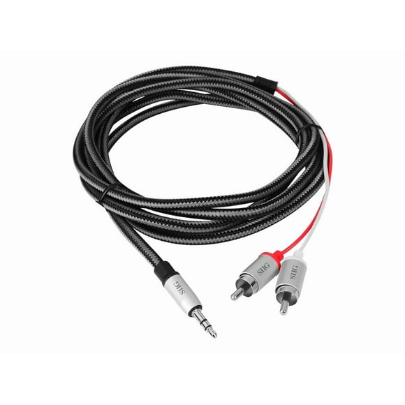 SIIG Tissu Tissé Tressé - Câble Audio - Mini-Téléphone Stéréo 3,5 mm Mâle à RCA x 2 Mâle - 6,6 ft