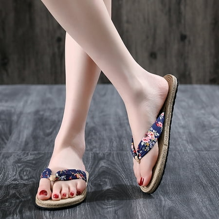 

Doublelift Contemporary Popular Women Casual Hemp Silk Belt Flat Slippers Plastic Slip-On Beach Walk Shoes