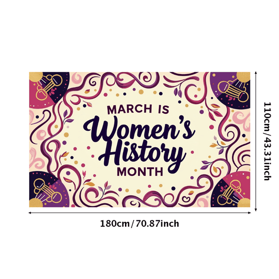 LUUFILx Women's History Month Celebration Banner Colorful Illustrated Floral Design Event Backdrop Party Supplies Event Decorations Photography Props