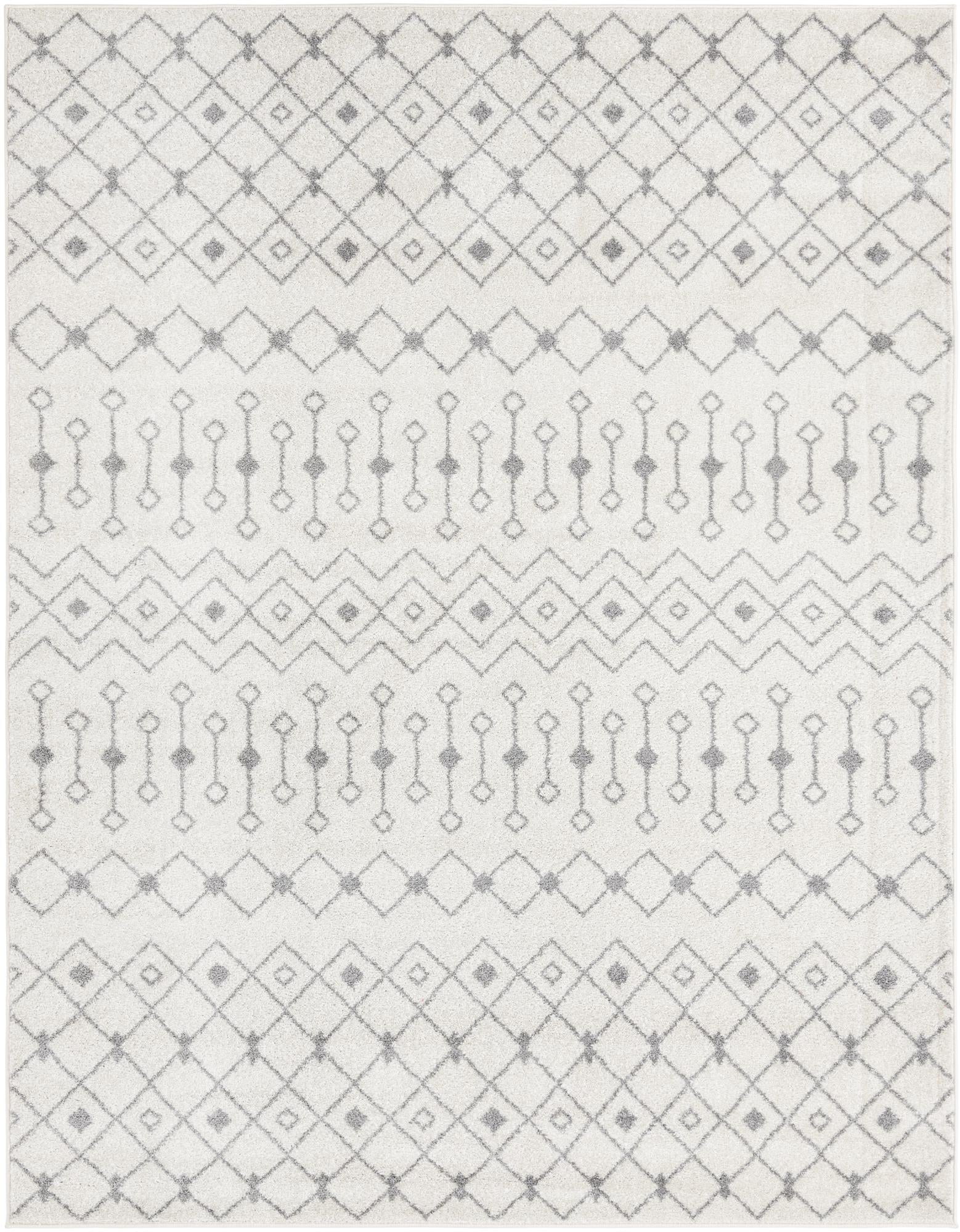 Moroccan Trellis Collection Rug 8' x 10' Ivory And Gray Medium Rug Perfect For Living