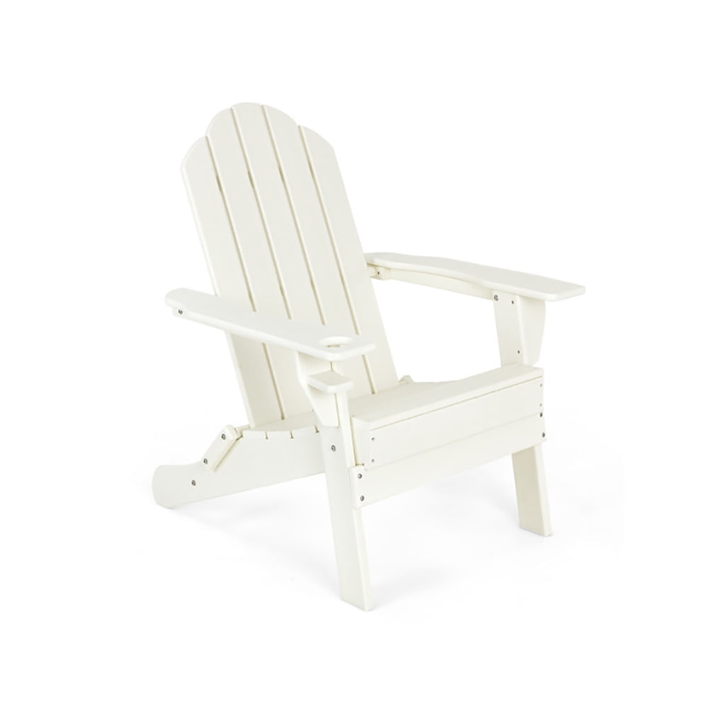 Aimee Lii Foldable Weather Resistant Patio Chair with Built-in Cup Holder, Outdoor Patio Furniture, White