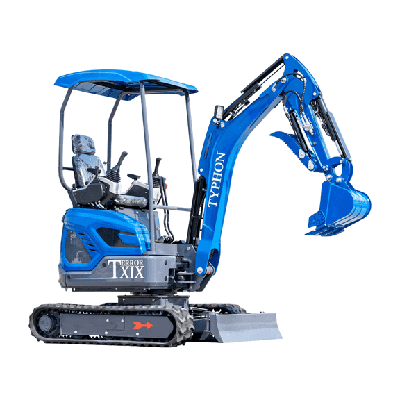 TYPHON TERROR XIX STORM Mini Excavator – 4000lbs Trench Digger with Boom Swing, Canopy, Retractable Tracks