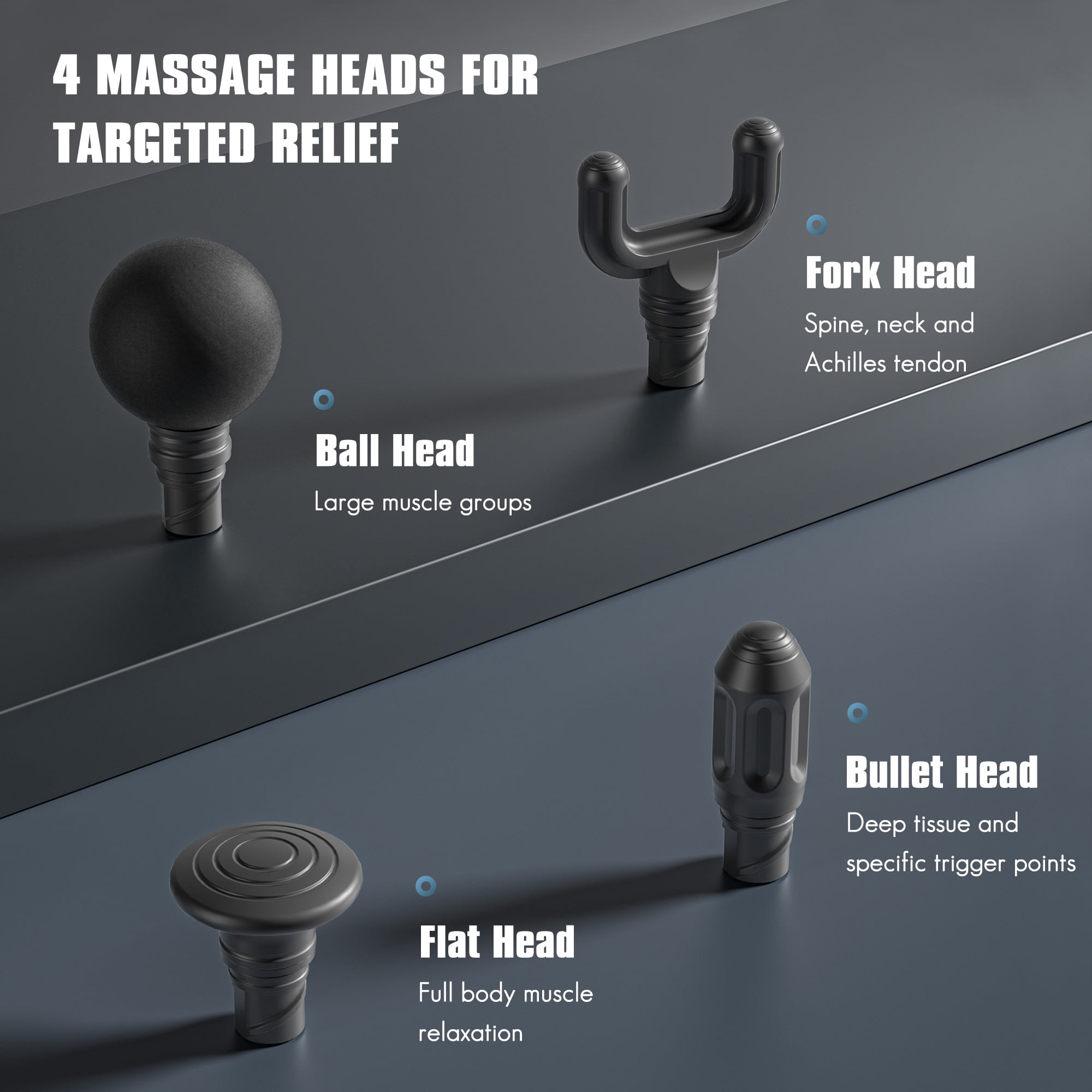 MARNUR Massage Gun Deep Tissue , 10 Speeds, 4 Heads, Quiet Muscle Massager with AI Smart Mode, 6H Battery, for Athletes & Home Use
