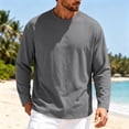 thumbnail image 2 of Mens Long Sleeve Shirts Men's Solid Color Round Neck Long Sleeved Casual Sports Fashion Fitness Clothes Dark Gray L, 2 of 6