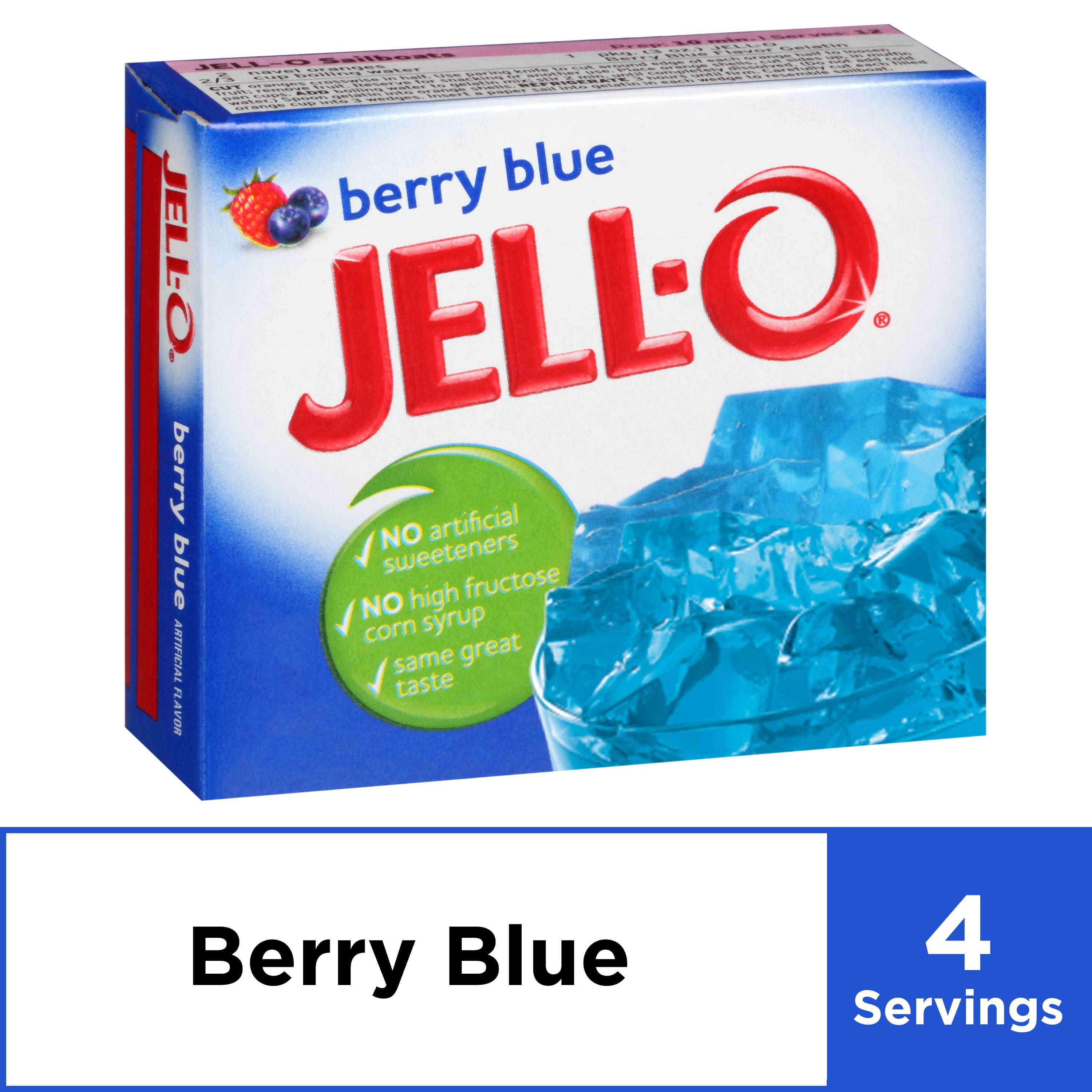 JellO Berry Blue Instant Gelatin Mix, 3 oz Box