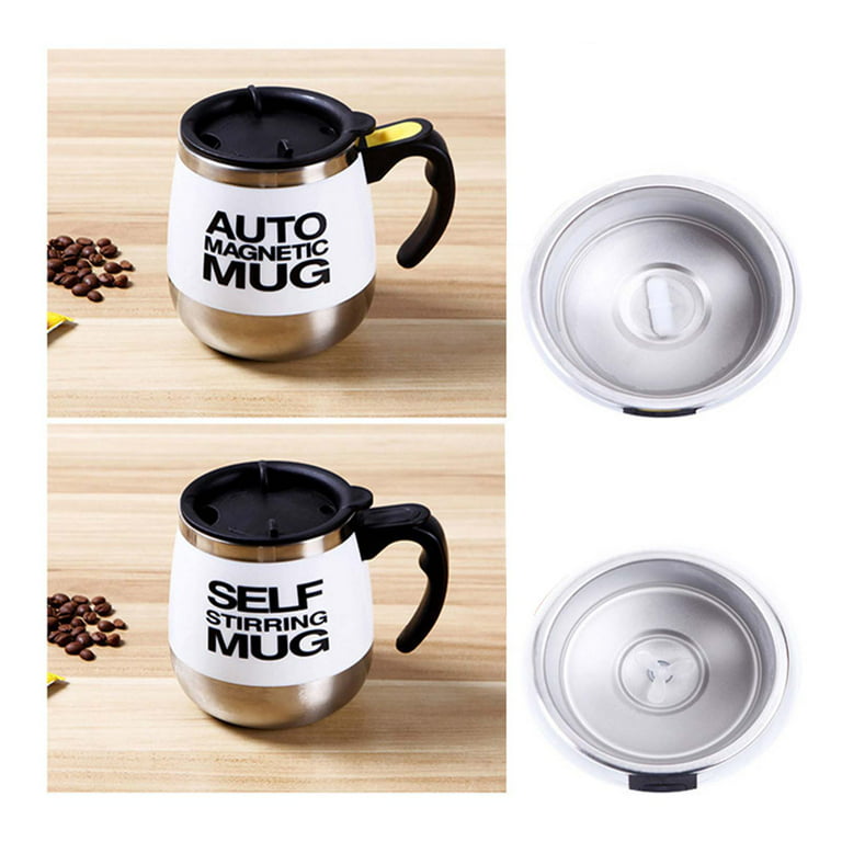 Biplut 400ml Self-Stirring Magnetic Mug Food Grade Battery Powered  Ergonomic Handle One-key Start Automatic Stirring Electric Auto-Mixing  Magnetic Water Coffee Mug for Home(White A) 