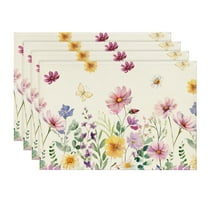 Sm:)e Floral Butterfly Spring Placemats for Summer 12 x 18 Inch Set of 4