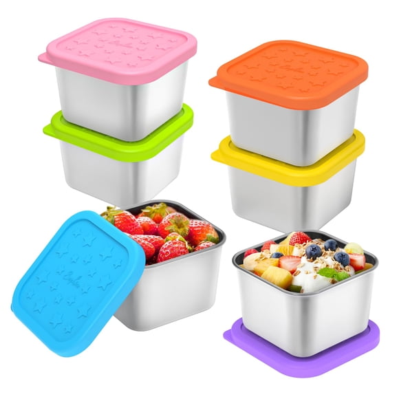 Recipientes para aperitivos SOPHICO de acero inoxidable para niños, 180 ml (paquete de 6)