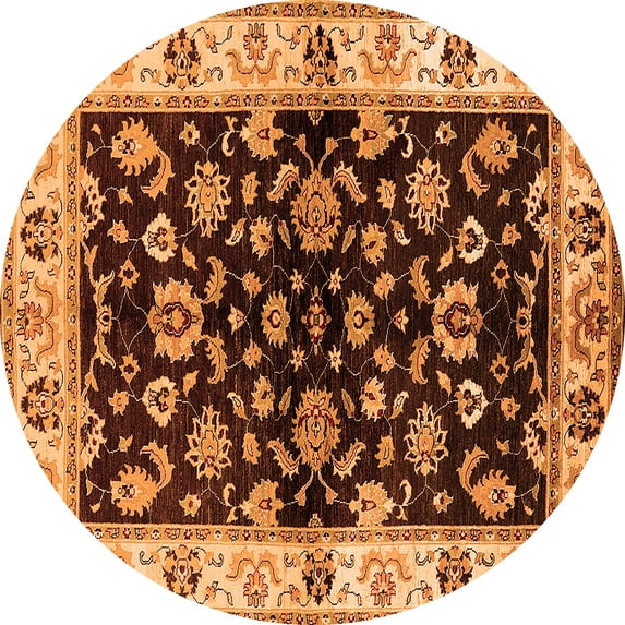 Ahgly Company Indoor Round Oriental Orange Traditional Area Rugs, 7' Round