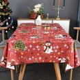 thumbnail image 5 of Plastic Christmas Tablecloth Square Silver Vinyl Christmas Table Cloth Xmas Table Cover with Snowman for Party (60'''' x 60'''', Snowman), 5 of 6