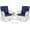 Navy Blue, variant on VIVIJASON 3-Piece Outdoor Conversation Bistro Set, Patio Swivel Glider Rocking Chairs Rattan Furniture Sets w/ 2 White Rattan Chairs, Glass Top Side Table for Porch Backyard, Navy Blue Cushions