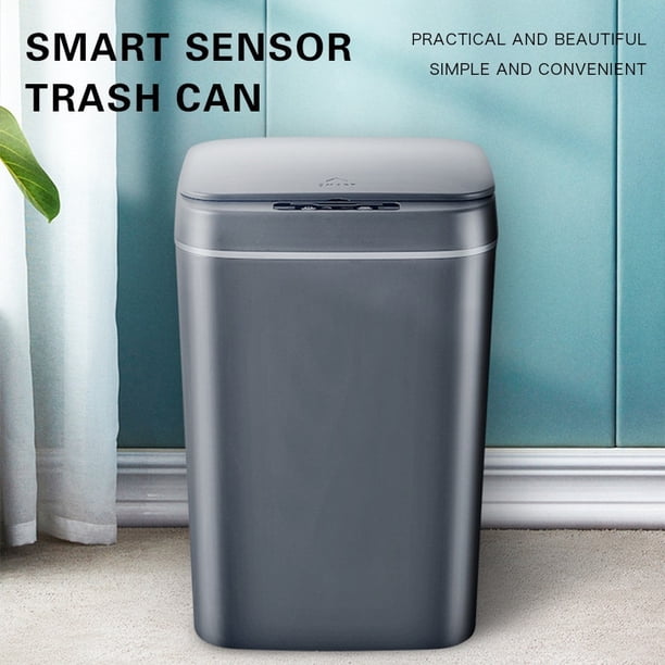 12/14/16L Intelligent Trash Can Automatic Sensor Dustbin Smart Sensor Electric Waste Bin Home Rubbish Can For Kitchen Bathroom GGrayRecharge 12L He Qiyong unisex