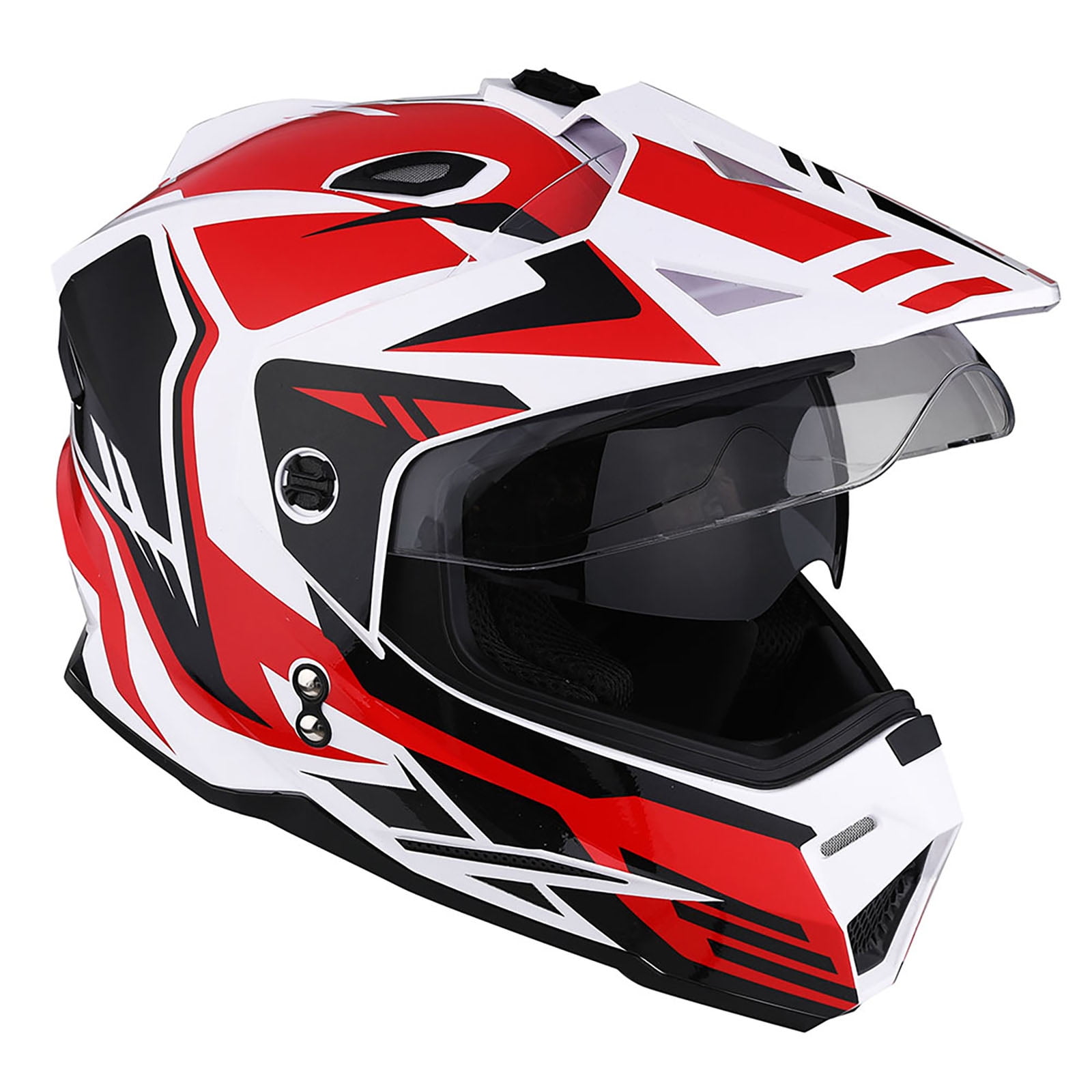 1Storm Dual Sport Motorcycle Motocross Off Road Full Face Helmet HF802 Dual Visor Storm Force Red