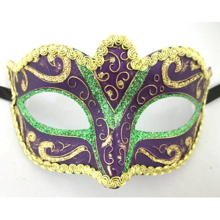 Purple Green Venetian Fantasy Small Masquerade Mardi Gras Dance Prom Mask