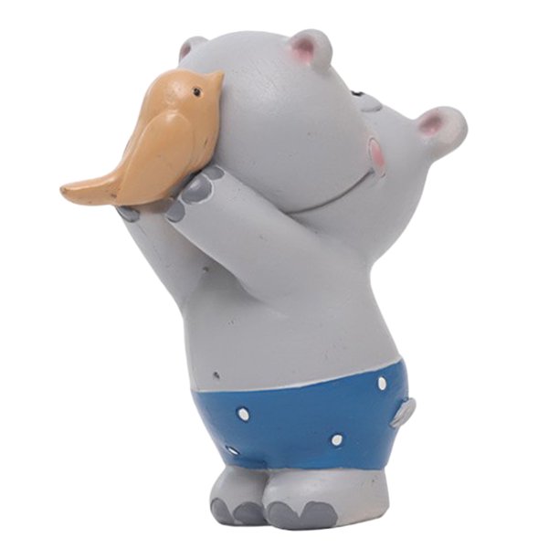 Estatuilla de hipopótamo Estatua Hada Jardín Muñecas Decoración para tarta Pájaro Sunnimix Pastel de animales en miniatura