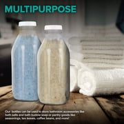 32 oz Glass Milk Bottles w/ 3 white caps (1 pack) - Food Grade Milk Jars with Lids - Dishwasher Safe - Bottles for Milk, Buttermilk, Honey, Maple Syrup, Jam, Barbecue Sauce