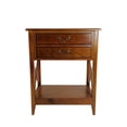 thumbnail image 2 of Wooden Nightstand with 2 Drawers and Criss Cross Sides, Brown- Saltoro Sherpi, 2 of 4
