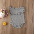 thumbnail image 2 of Douhoow Baby Girls Summer Sleeveless Romper Infant Solid Color Round Collar Ruffle Jumpsuit, 2 of 8