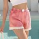 thumbnail image 5 of TaTaai Women's Elastic Waist Lounge Shorts Plaid Fabric with Lace Accent Trim Comfortable Sleep Pants for Home Wear and Relaxation Gift, 5 of 5