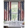 thumbnail image 2 of Independence Day Sheer Curtains 2 Panels Set U.S. Flag Themed Five-Pointed Star Retro Wood Grain Sheer Window Curtains Light Filtering Rod Pocket Voile Drapes for Bedroom Living Room 52"x63", 2 of 9