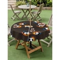 thumbnail image 4 of Outdoor Tablecloth with Umbrella Hole for Patio/Picnic/Party/Camping, Brown Soccer Waterproof Table Cloth Round Cover Washable, Orange Blue Football Sports (Dia 54"), 4 of 9